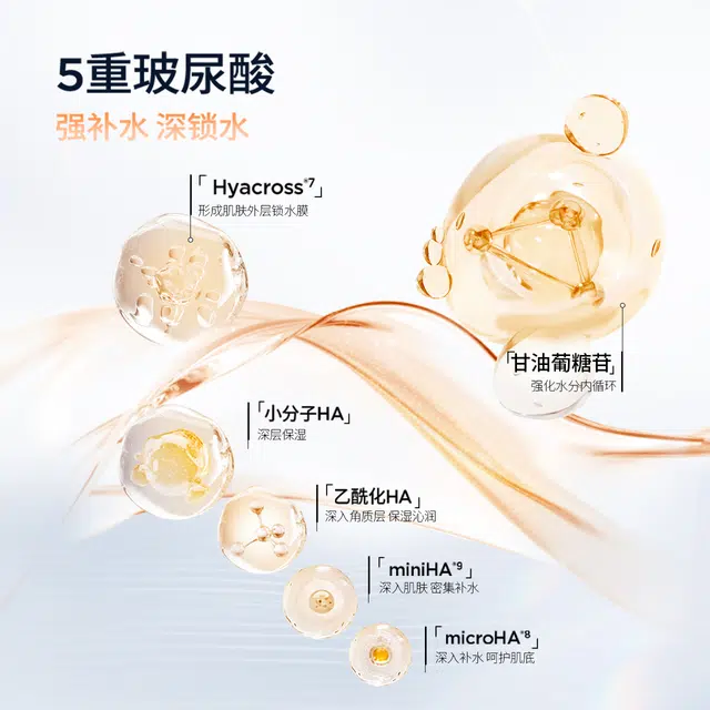润百颜 玻尿酸高保湿精粹香槟爽肤水 提亮紧致 烟酰胺