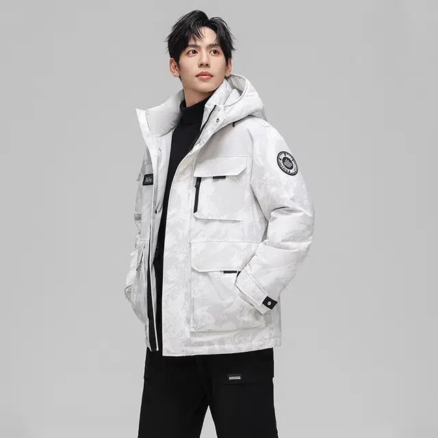 雅鹿 加厚连帽户外保暖长袖羽绒服 男女同款