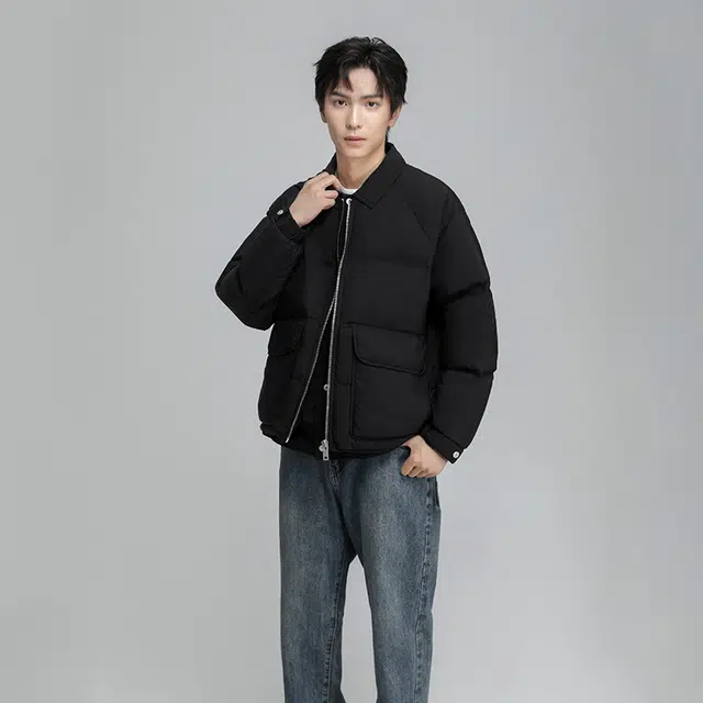 雅鹿 假两件短款时尚款羽绒服 男款