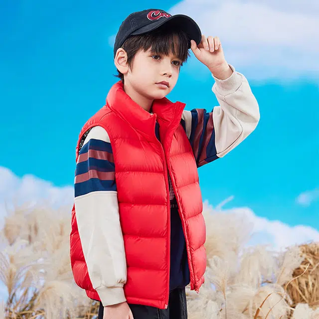 雅鹿 舒适立领拉链羽绒马甲青少年