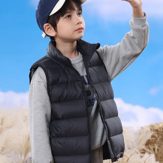 雅鹿 舒适立领拉链羽绒马甲青少年