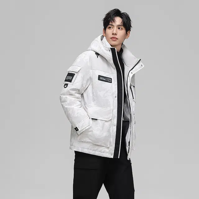 雅鹿 加厚连帽户外保暖长袖羽绒服 男女同款