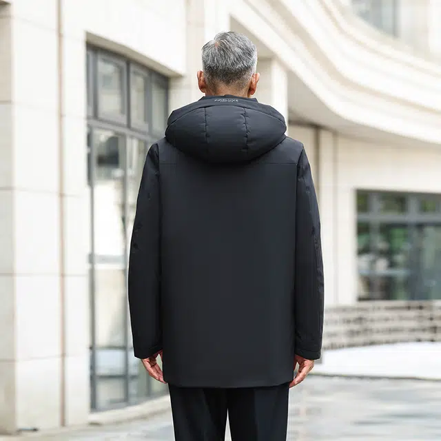 雅鹿 可脱卸防风保暖御寒内有温度计贴中老年爸爸羽绒服 男款
