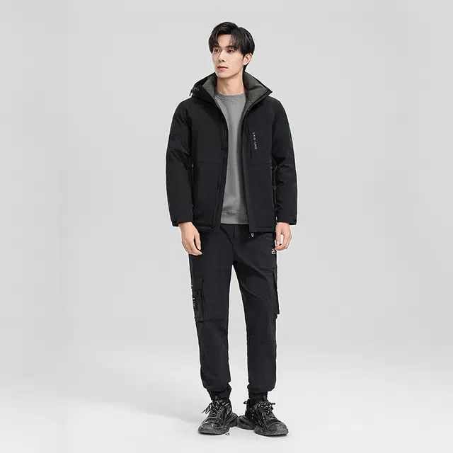 雅鹿 纯色合身连帽休闲加厚保暖羽绒服 男款