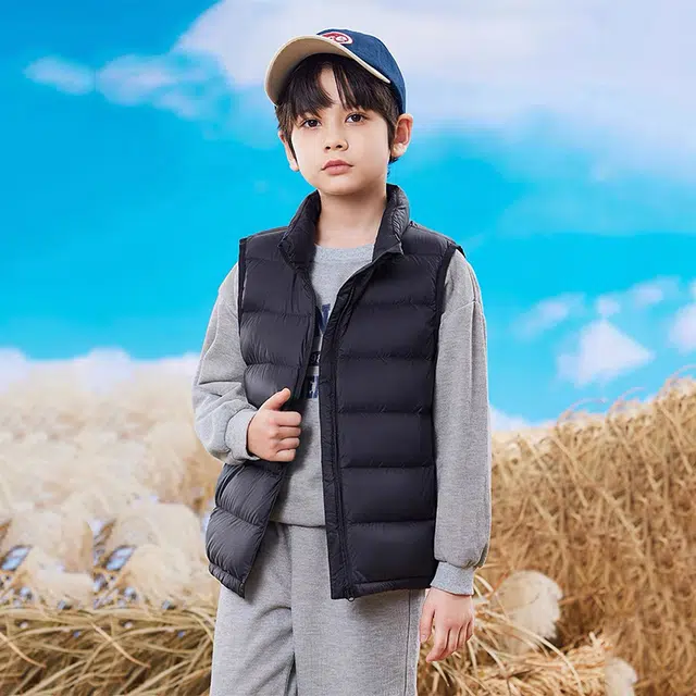 雅鹿 舒适立领拉链羽绒马甲青少年