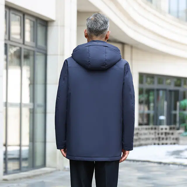 雅鹿 可脱卸防风保暖御寒内有温度计贴中老年爸爸羽绒服 男款