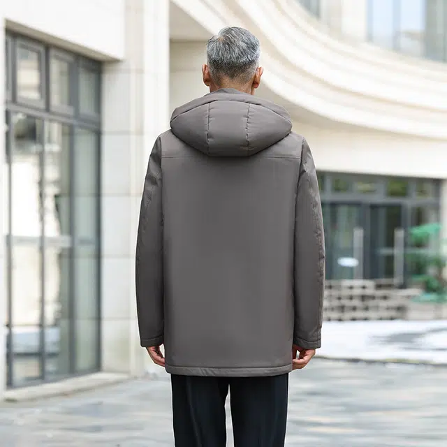 雅鹿 可脱卸防风保暖御寒内有温度计贴中老年爸爸羽绒服 男款