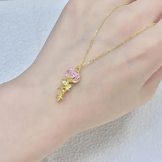 蒂蔻珠宝 时尚潮流莫奈玫瑰花吊坠 足金 一口价 黄金项链 女款