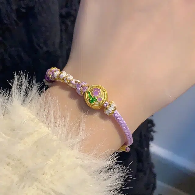 蒂蔻珠宝 郁金香国潮风编织 足金 一口价 黄金手链 女款