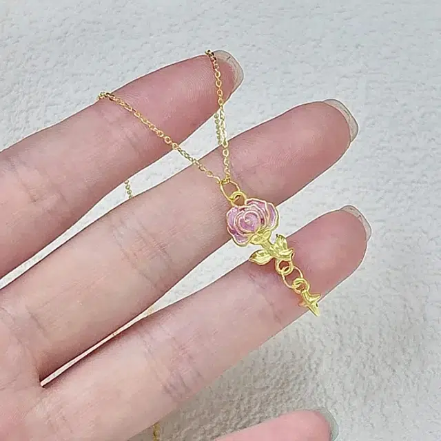 蒂蔻珠宝 时尚潮流莫奈玫瑰花吊坠 足金 一口价 黄金项链 女款