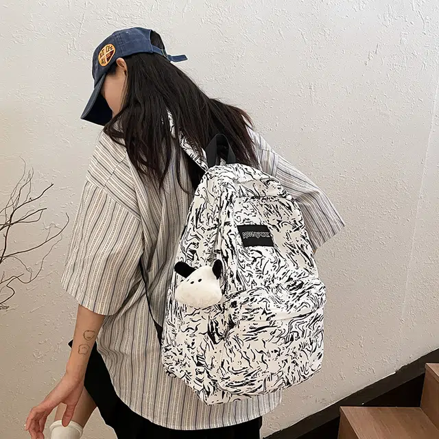 垣途者 美式水纹涂鸦学生书包初高中大学生 尼龙 背包双肩包 常规 男女同款情侣款 多色