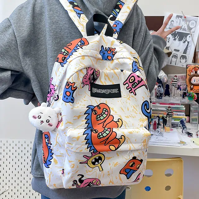 垣途者 涂鸦小怪兽学生书包背包 尼龙 双肩包 常规 男女同款情侣款 多色