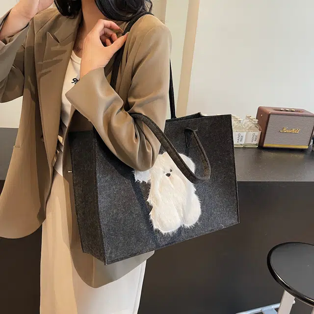 垣途者 小众图案设计休闲简约日常时尚百搭 布 手提单肩包 女款 红色黑色浅灰咖啡色
