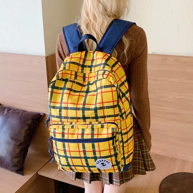 垣途者 美式高街大容量潮流 尼龙布 双肩包 大号 男女同款情侣款 黄色