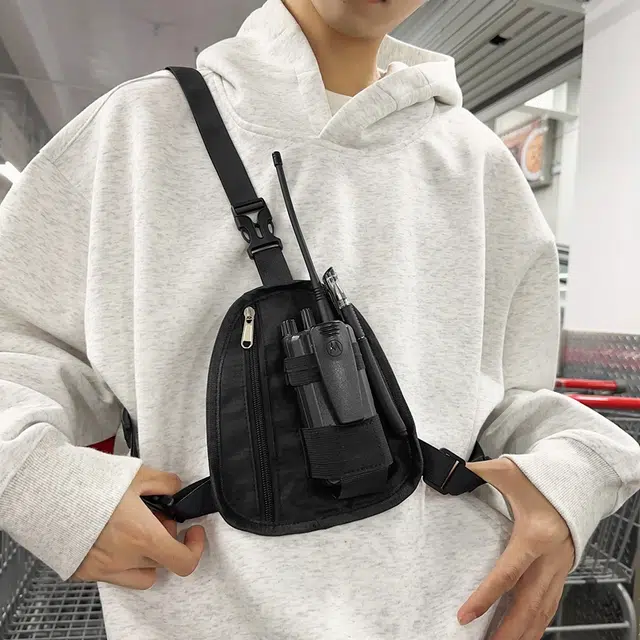 垣途者 港风战术马甲多功能 尼龙 胸包 男女同款情侣款 黑色