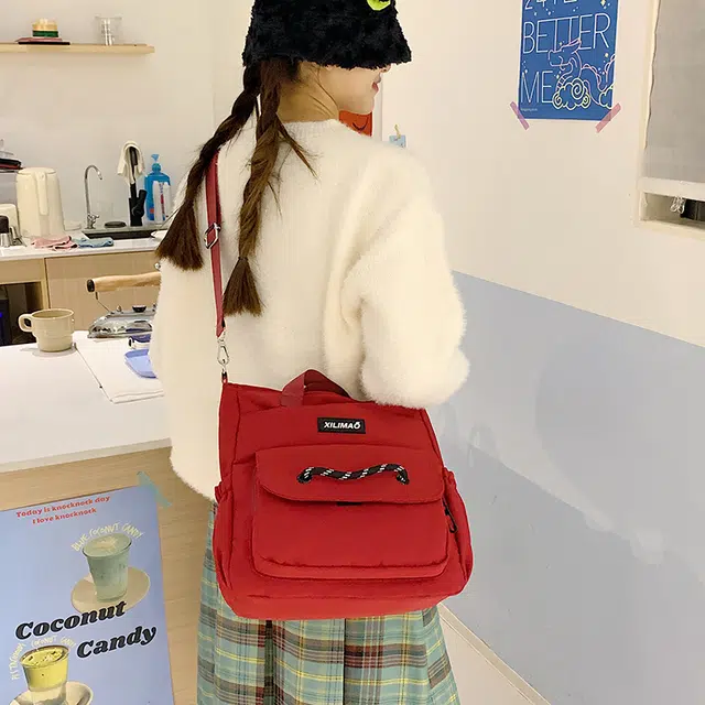 垣途者 韩版补课袋初中生高中学生补习手拎袋简约百搭单肩包大容量手提袋 尼龙布 斜挎包 男女同款情侣款 多色
