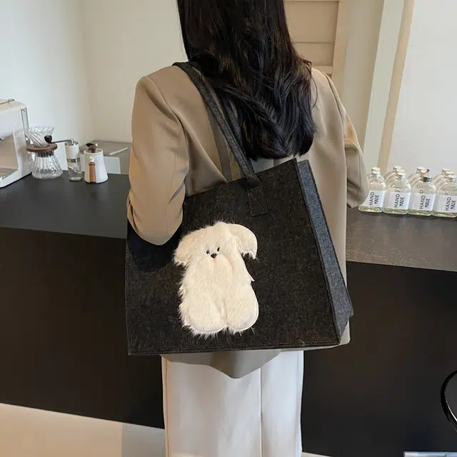 垣途者 小众图案设计休闲简约日常时尚百搭 布 手提单肩包 女款 红色黑色浅灰咖啡色