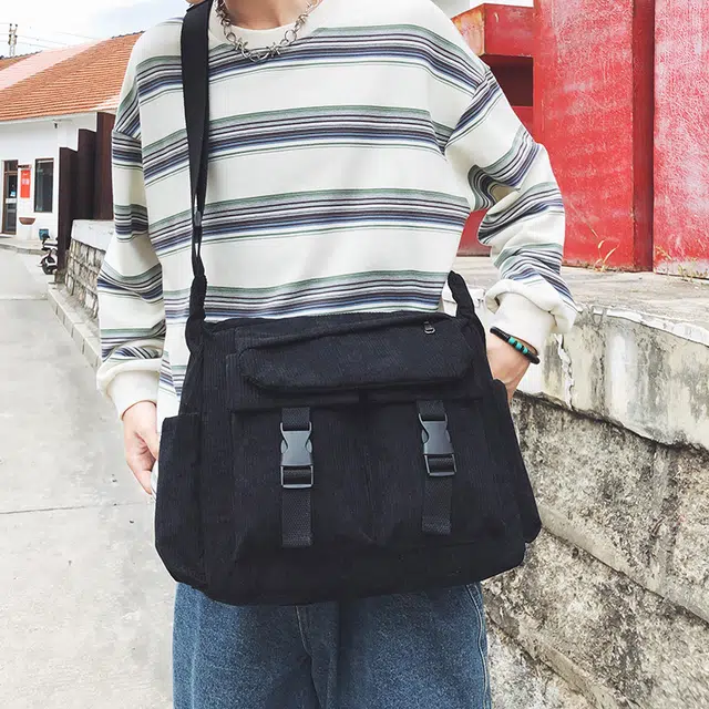 垣途者 工装风通勤百搭 灯芯绒 斜挎包 男女同款情侣款 多色