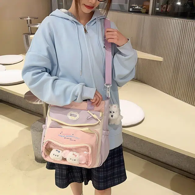 垣途者 日系可爱拎书袋百搭大容量学生书包 尼龙 手提单肩斜挎包 女款 多色
