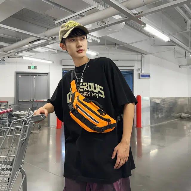 垣途者 潮牌运动骑行机能休闲百搭 牛津布 胸包 男女同款情侣款 黑色/橘色/黑迷彩/绿迷彩/灰迷彩