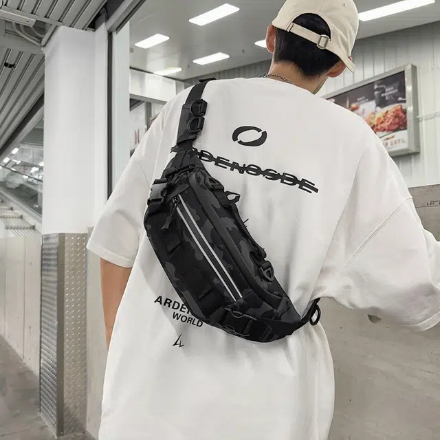 垣途者 潮牌运动骑行机能休闲百搭 牛津布 胸包 男女同款情侣款 黑色/橘色/黑迷彩/绿迷彩/灰迷彩