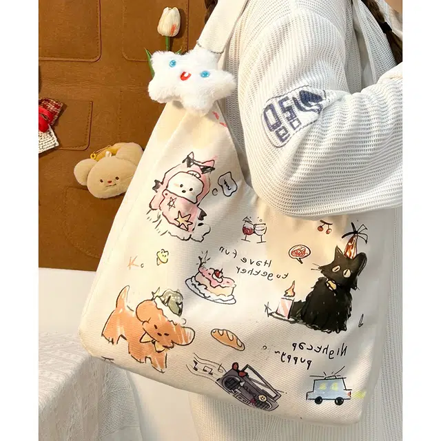 垣途者 涂鸦简约百搭大容量上课通勤 帆布 帆布包托特包单肩包 女款 多色