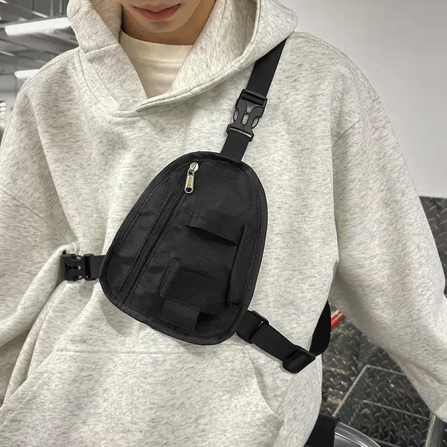 垣途者 港风战术马甲多功能 尼龙 胸包 男女同款情侣款 黑色
