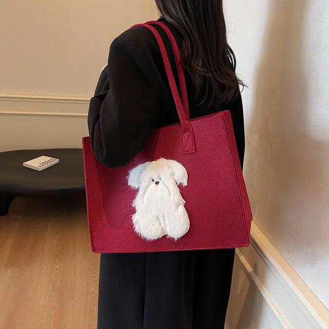 垣途者 小众图案设计休闲简约日常时尚百搭 布 手提单肩包 女款 红色黑色浅灰咖啡色
