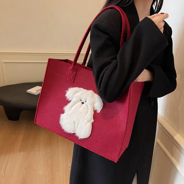 垣途者 小众图案设计休闲简约日常时尚百搭 布 手提单肩包 女款 红色黑色浅灰咖啡色