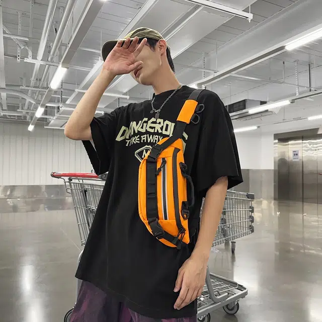 垣途者 潮牌运动骑行机能休闲百搭 牛津布 胸包 男女同款情侣款 黑色/橘色/黑迷彩/绿迷彩/灰迷彩