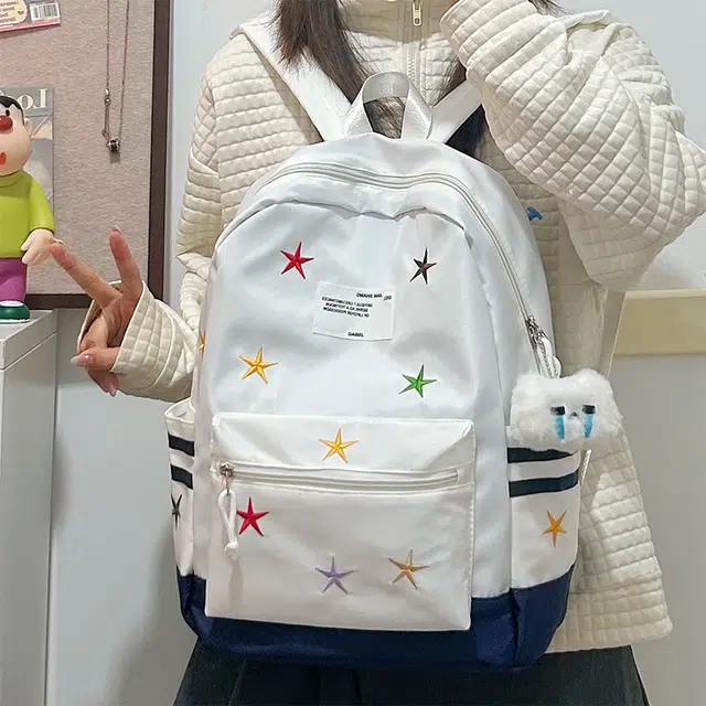 垣途者 高颜值彩色星星日系简约 尼龙 双肩包 男女同款情侣款 多色