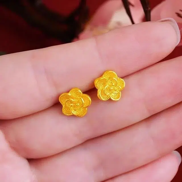 一世倾 招桃花旺爱情邂逅浪漫玫瑰花轻奢耳饰招财纳福有钱花饰品精致百搭首饰臻爱好运 合金 耳钉 男女同款情侣款