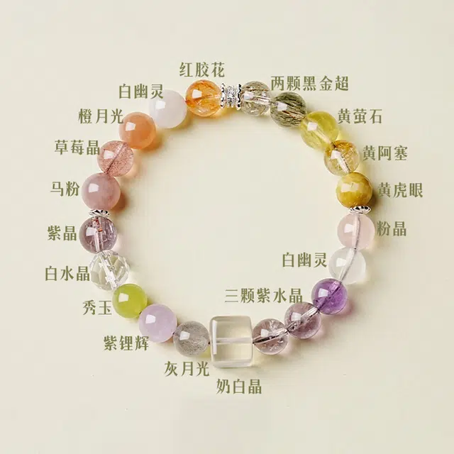 【招桃花】 一世倾 五行缺补聚宝盆平衡磁场彩虹多宝 夏季高级感手饰 转运珠好运天然 多色水晶 手串 男女同款情侣款