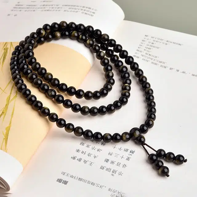 一世倾 新中式国潮复古民族风小众好运天然 黑曜石 手串 男女同款情侣款