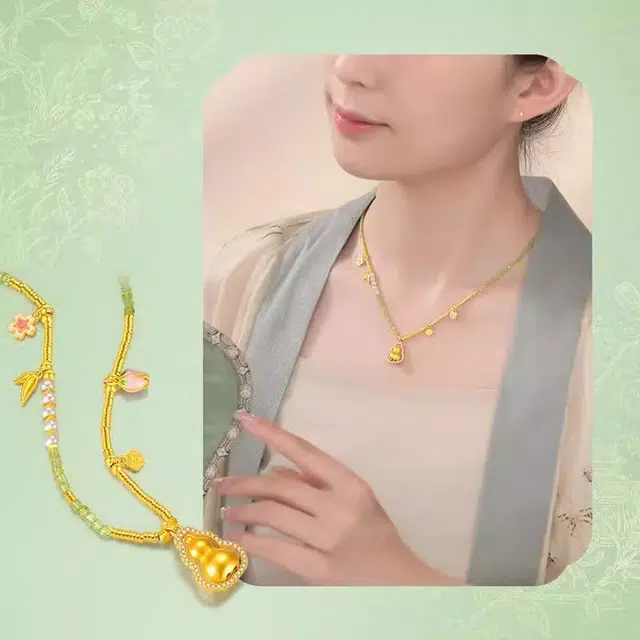 一世倾 好运连连事事顺心前程似锦逢考必过新中式国潮国风复古精美礼盒小众设计精致时尚百搭轻奢风好运 合金 项链 男女同款情侣款