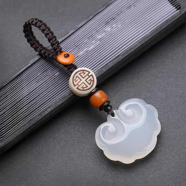 一世倾 白月光平安扣护身符水逆退散时来运转国朝新中式淡雅纯洁精美礼盒小众设计日常通勤百搭轻奢风好运天然 玉髓 吊坠 男女同款情侣款