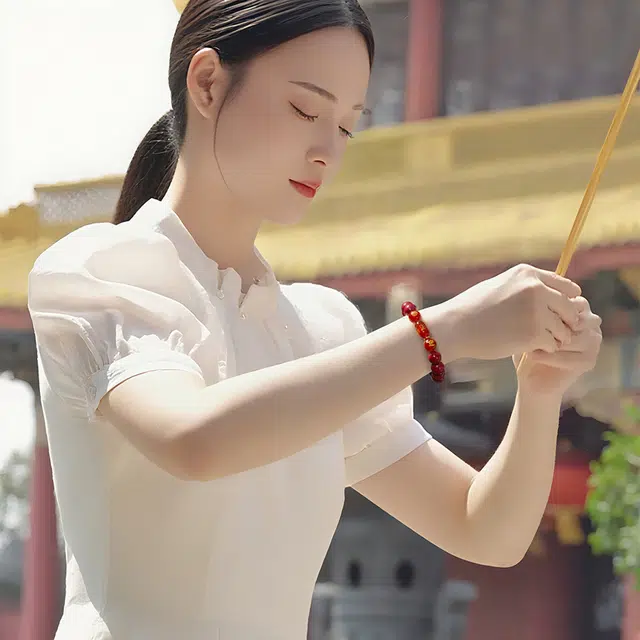 一世倾 吉祥如意万事顺遂国潮新中式本命年转运佛珠念珠民族风招财进宝小众设计经典百搭转运礼盒好运 朱砂 手串 男女同款情侣款
