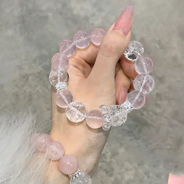 一世倾 轻盈密语新中式国潮风甜美可爱精致少女心小众设计日常通勤百搭轻奢风转运礼盒氛围感好运天然 粉水晶 手串 男女同款情侣款