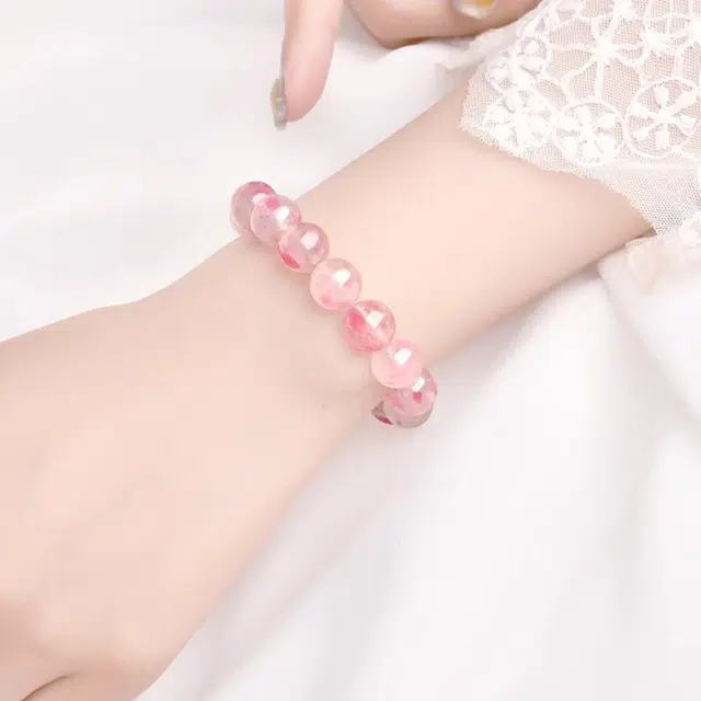 一世倾 新中式转运上岸串珠招桃花好运小众简约高级设计感甜美可爱手饰告白好运天然 蔷薇石 手串 男女同款情侣款