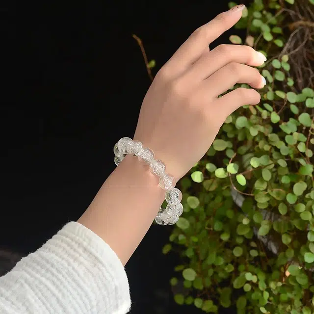 一世倾 美满平安招财转运 念珠佛珠八方来财有钱花轻奢精致福气满满气质百搭好运天然 白水晶 手串 男女同款情侣款