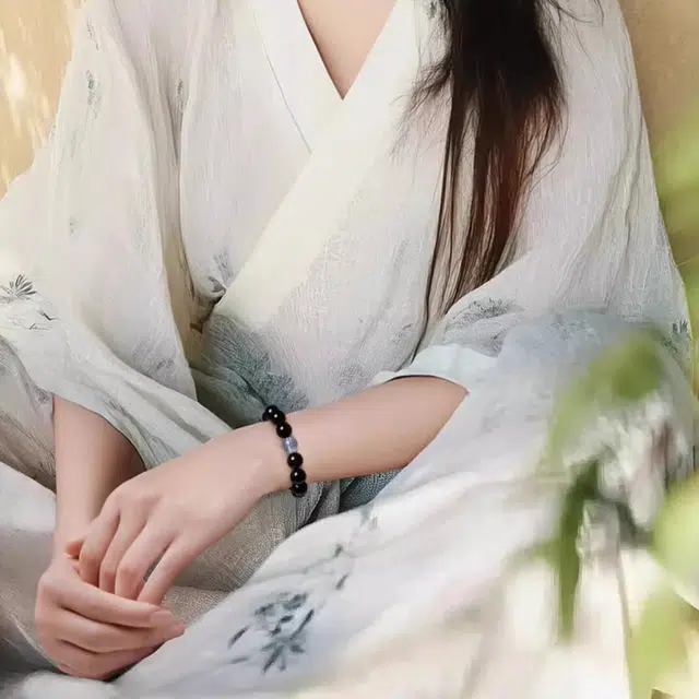 一世倾 新中式国潮招财纳福水逆退散净化磁场转运珠新中式复古盘玩轻奢文玩上岸礼盒好运天然 黑曜石 手串 男女同款情侣款