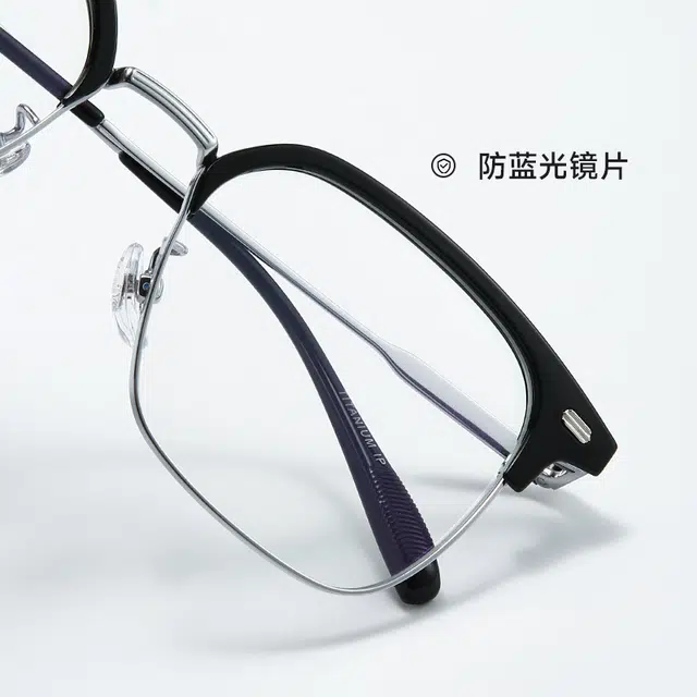 匠达人 简约百搭商务气质理工高清镜片超轻镜框高品质大框显脸小防蓝光可配度数 钛 方形 光学镜架 男女同款情侣款