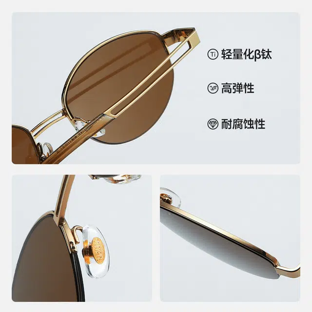 匠达人 老钱风复古时尚墨镜辣妹街拍出游素颜防紫外线防晒潮酷超轻 β钛 猫眼 太阳眼镜 男女同款情侣款