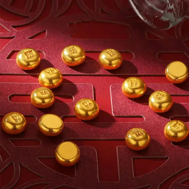 鸳鸯金楼 财富豆  花样储蓄存钱保值收藏理财  攒钱转运珠聚财进宝 一天一粒一起暴富#好运 足金 投资类 黄金金豆 男女同款情侣款