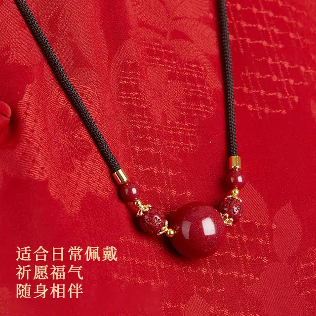 【诸事顺利】 鸳鸯金楼 六字真言 国潮新中式锁骨链  珠来运转 表白约会显白# 再造辰砂朱砂 项链 女款