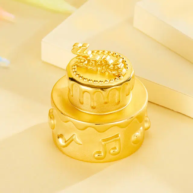 鸳鸯金楼 生日蛋糕 储值存钱攒钱收藏 新中式国潮风设计 精致可爱创意感 足金 投资类 黄金摆件 男女同款情侣款