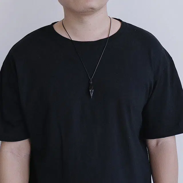 鸳鸯金楼 菱形吊坠 潮酷暗黑系设计 日常约会通勤百搭款#好运 黑曜石 项链 男女同款情侣款