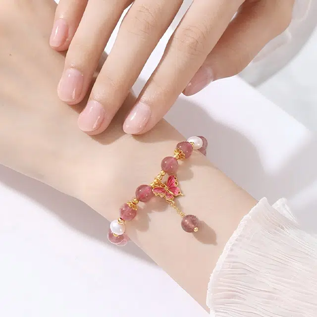 鸳鸯金楼 蝶影如梦流苏公主风 旺桃花转运 甜美#好运 水晶 手串 女款