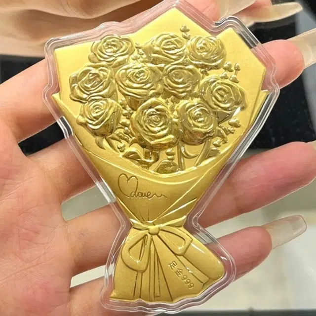 鸳鸯金楼 玫瑰花束 中式国潮风告白好礼 浪漫表白 储值纪念品收藏增值储蓄理财 足金 投资类 金条/金币/金章 男女同款情侣款