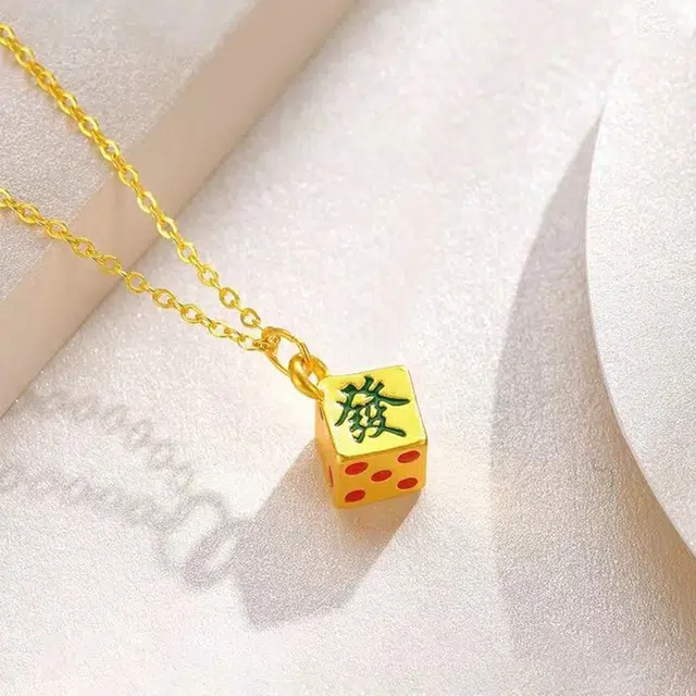 鸳鸯金楼 新中式发发发吊坠  多福多财财源广进四季发财  国潮风轻奢复古高级感个性大气 时尚百搭约会 足金 一口价 黄金项链 女款